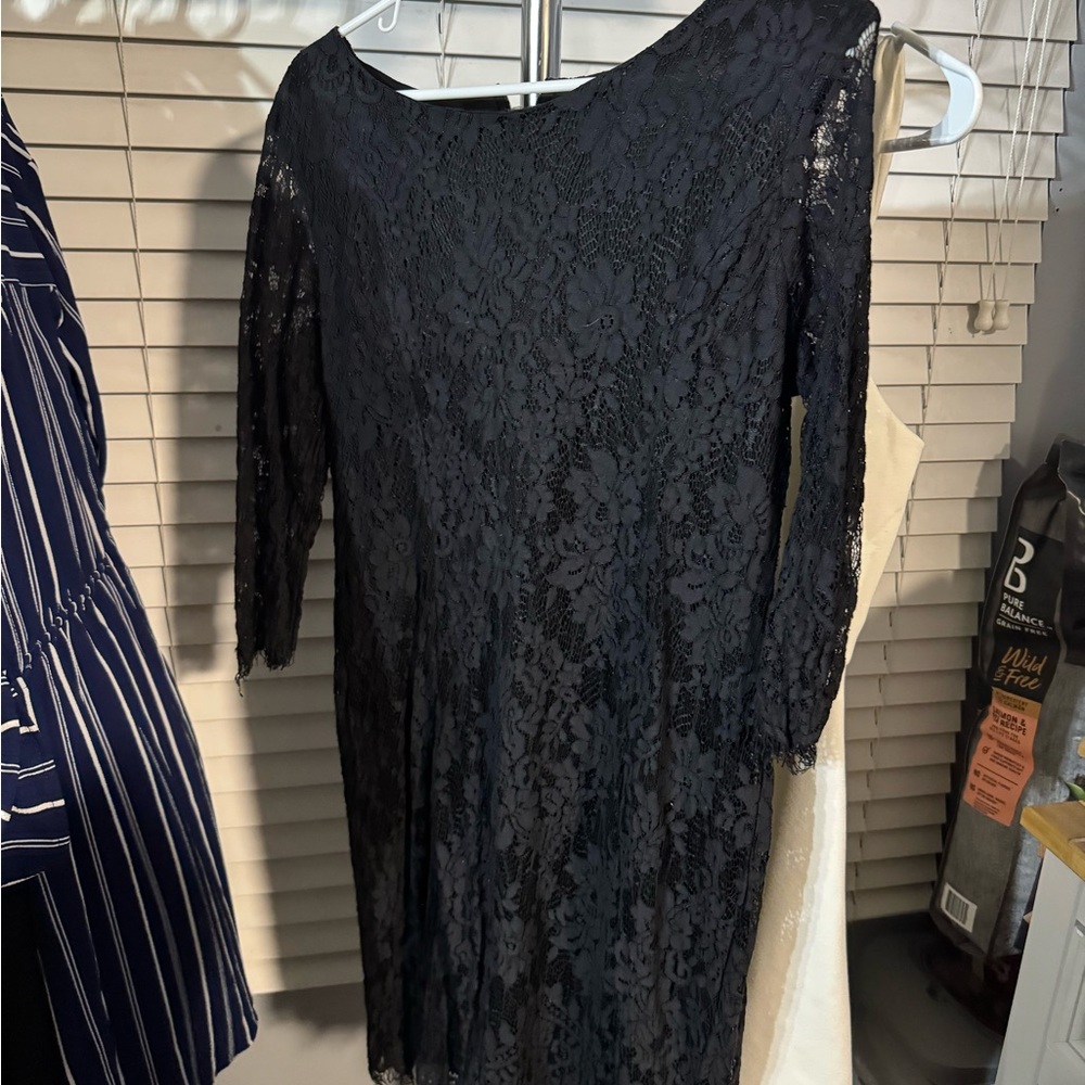 Sears Black Asymmetrical Lace Dress